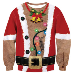 Hairy Chest Reindeer Ugly Christmas Sweater