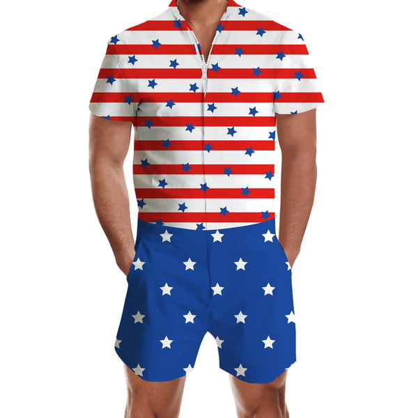 American Flag Funny Men Romper