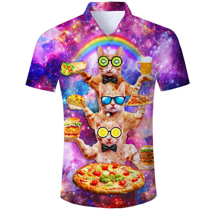 Bier Pizza Kat Grappig Hawaiiaans Shirt