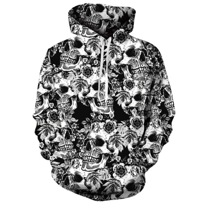 Lustiger Kapuzenpullover mit Rosenschädel