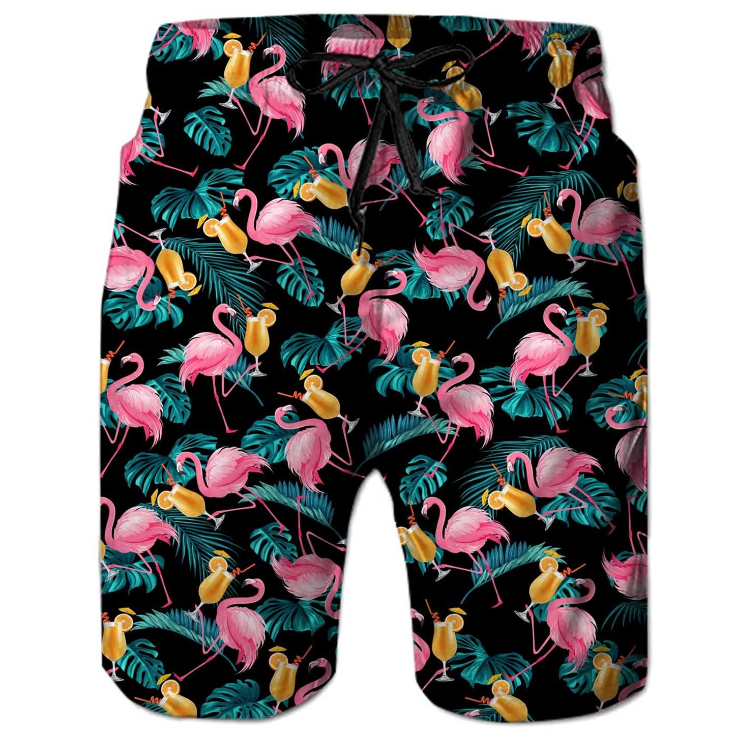 Lustige Boardshorts mit Flamingo-Motiv, Pink