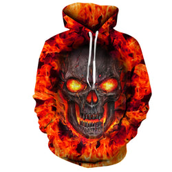 Fire Skull Funny Hoodie