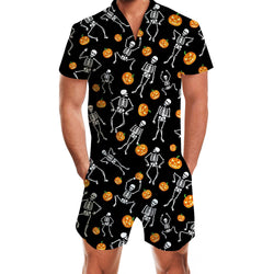 Pumpkin Skeleton Funny Men Romper