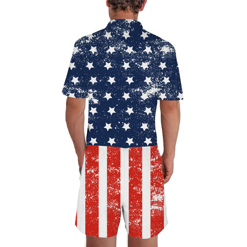 Retro American Flag Funny Men Romper