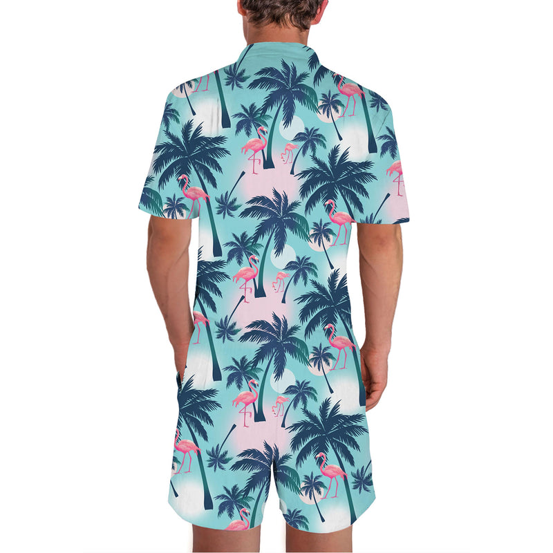 Flamingo Palm Tree Funny Male Romper