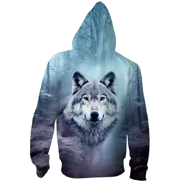 Forest Wolf Funny Zip Up Hoodie