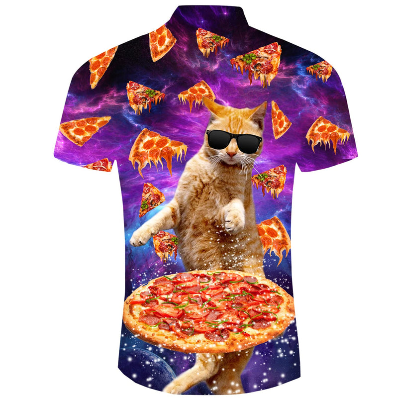 Nebular Pizza Cat Funny Hawaiian Shirt