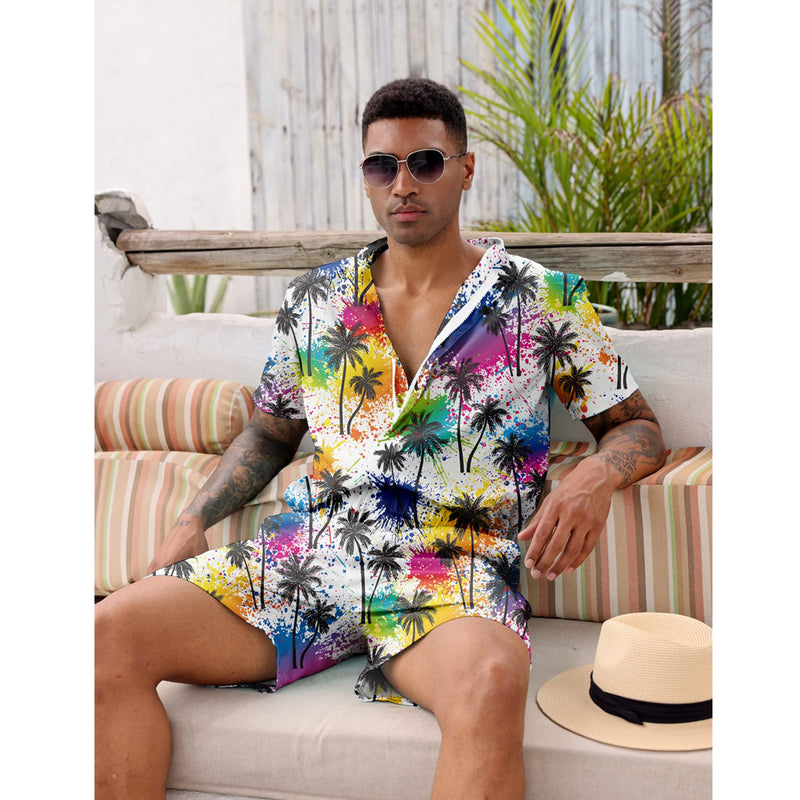 Splatter Palm Tree Funny Men Romper