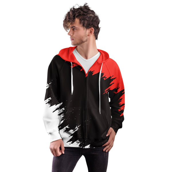 Red Black Funny Zip Up Hoodie