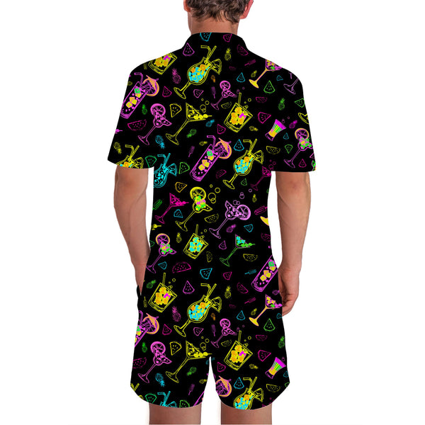 Neon Wine Juice Funny Male Romper