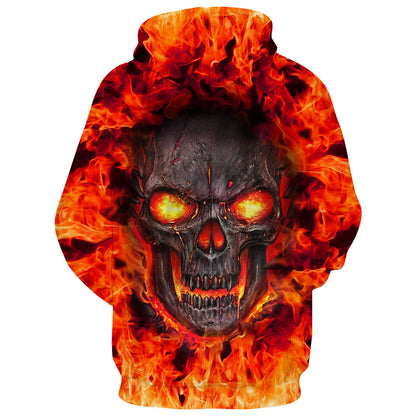 Grappige hoodie met vuurschedel