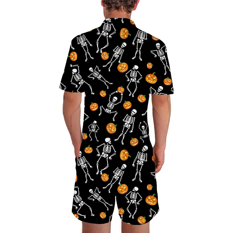 Pumpkin Skeleton Funny Men Romper