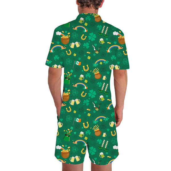 St. Patrick's Day Clover Funny Male Romper