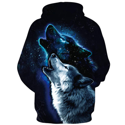 Blauer heulender Wolf Lustiger Kapuzenpullover