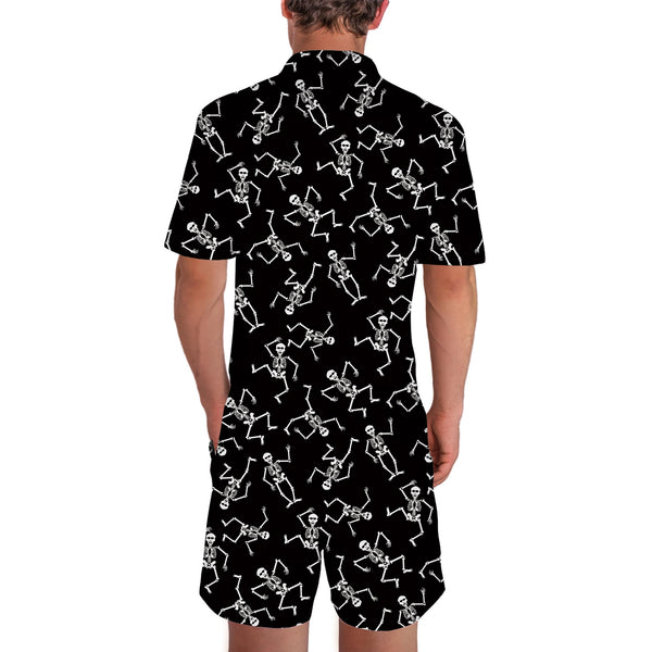 Skeleton Black Funny Men Romper