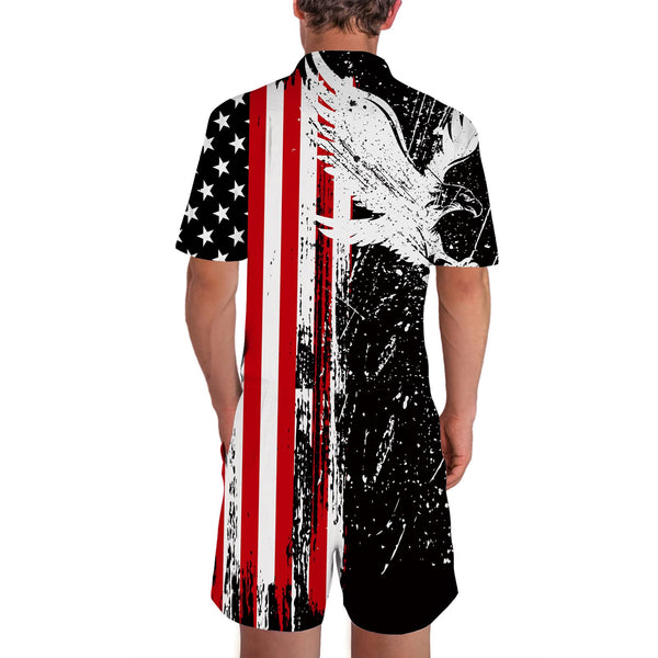 American Flag Eagle Funny Men Romper