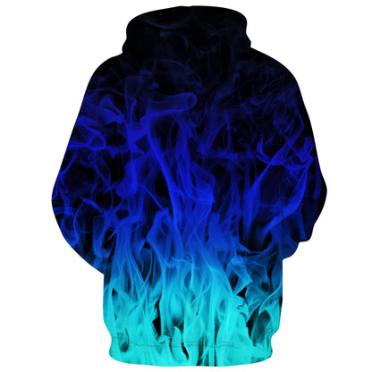 Blauer Feuerflammen-lustiger Kapuzenpullover