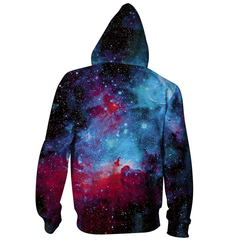 Red Galaxy Funny Zip Up Hoodie