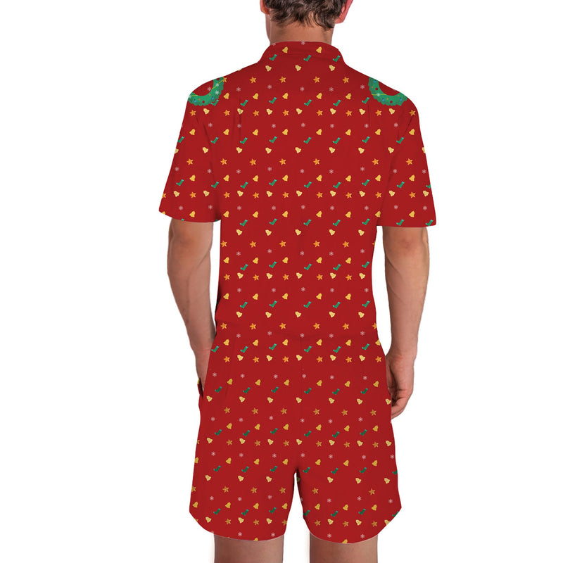 Red Christmas Reindeer Funny Male Romper