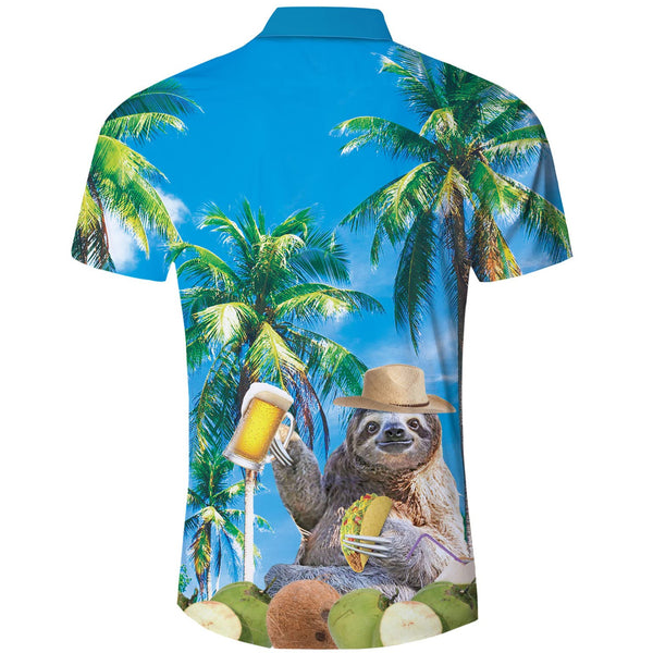 Beer Sloth Palm Tree Funny Hawaiian Shirt