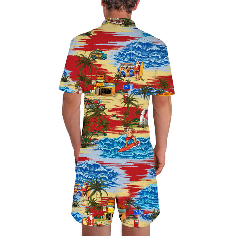 Hawaii Surfing Santa Funny Male Romper