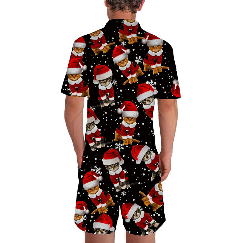 Xmas Cats Black Funny Male Romper