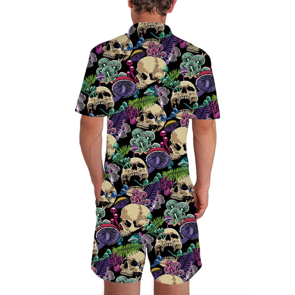 Mushroom Skull Halloween Funny Men Romper