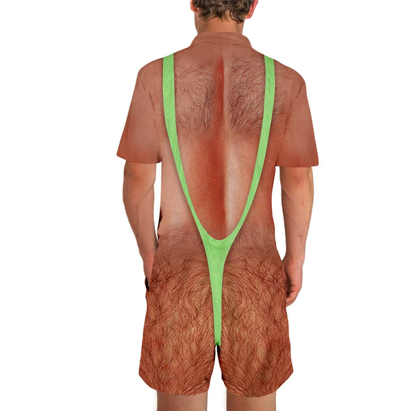 Green Strap Hairy Chest Funny Men Romper