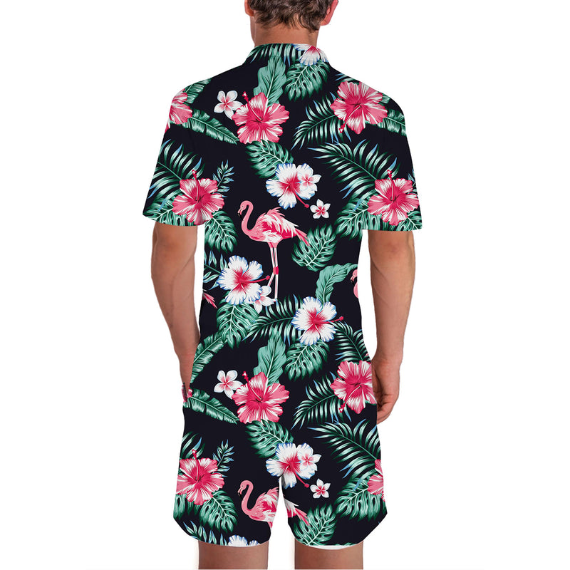 Floral Flamingo Funny Male Romper