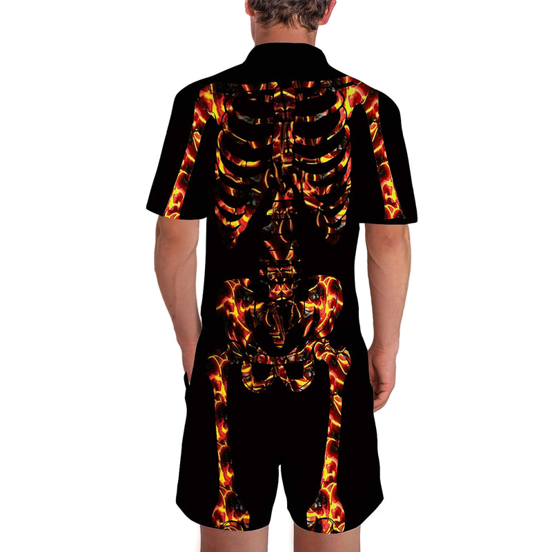 Fire Skeleton Funny Men Romper