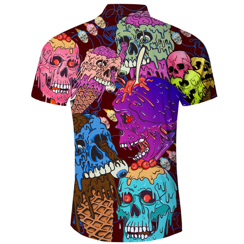 Colorful Melting Skull Funny Hawaiian Shirt