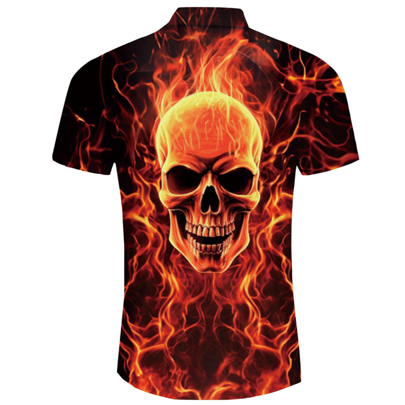 Fire Skull Funny Hawaiian Shirt