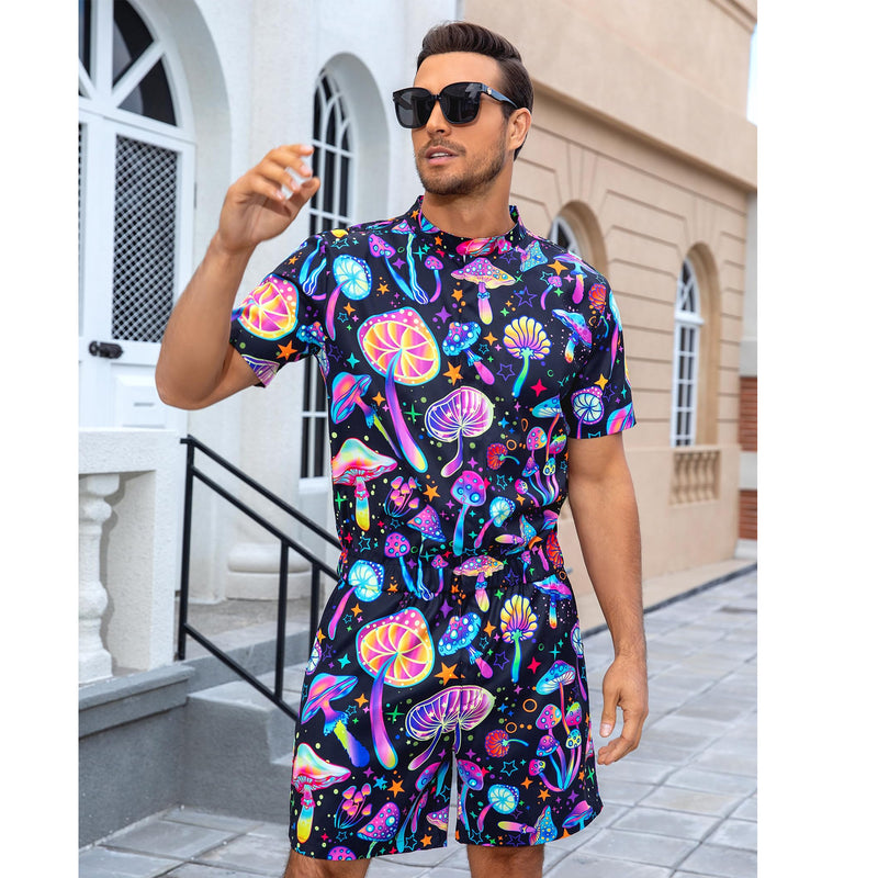 Neon Mushroom Funny Male Romper