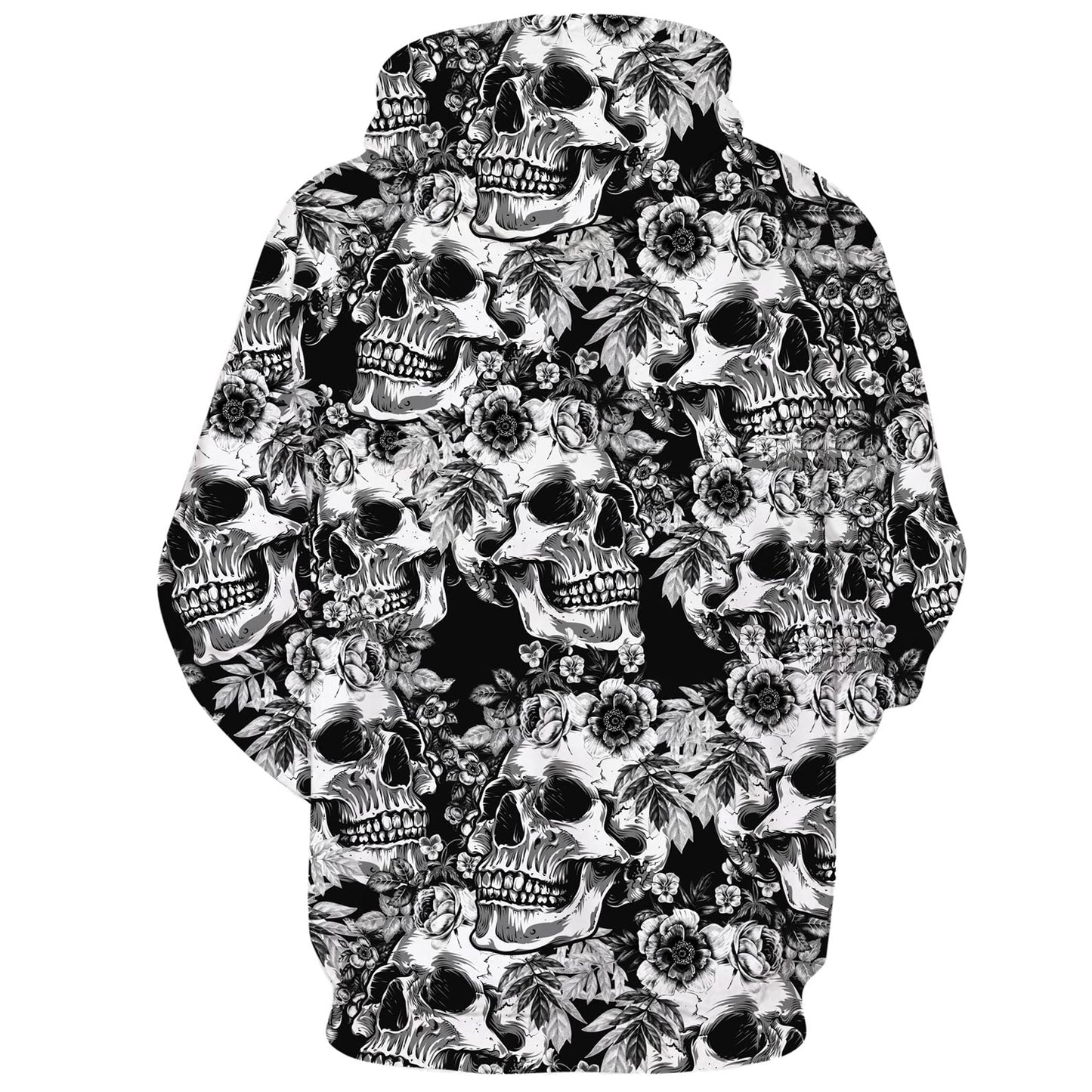 Lustiger Kapuzenpullover mit Rosenschädel