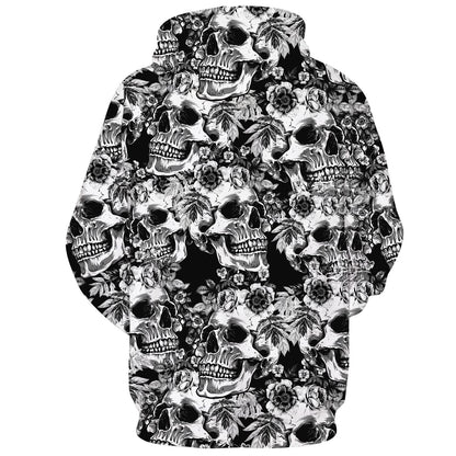 Lustiger Kapuzenpullover mit Rosenschädel
