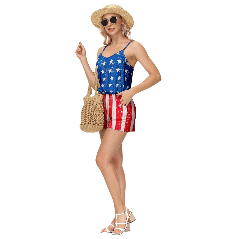 Lustiger Strampler mit Vintage-Amerika-Flagge für Damen