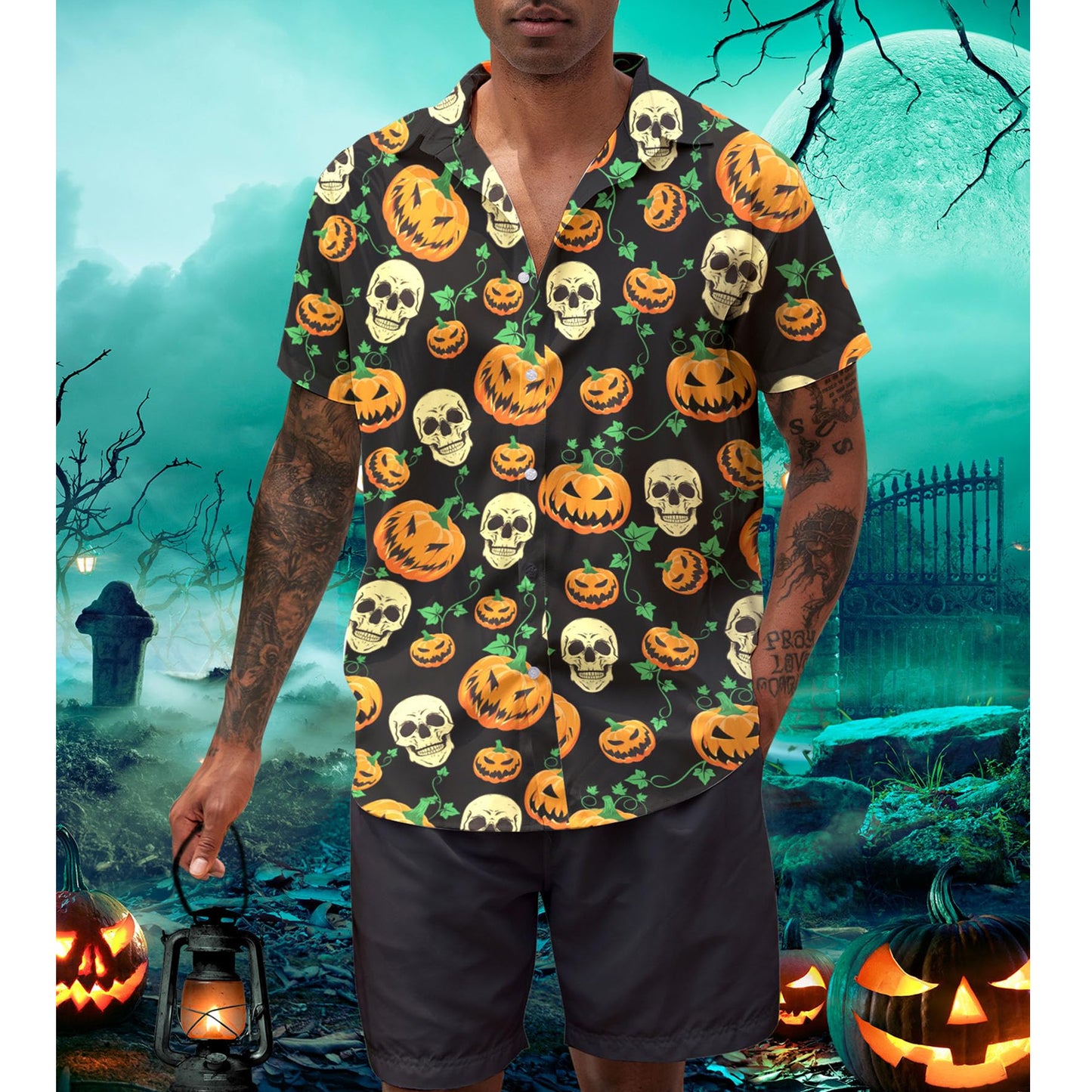 Kürbis Halloween Lustiges Hawaiihemd