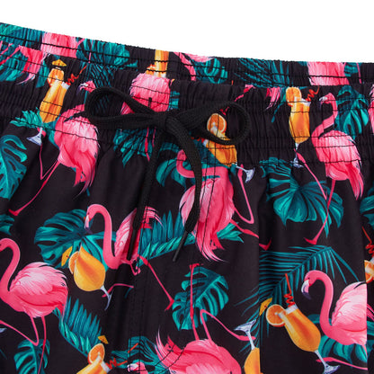Lustige Boardshorts mit Flamingo-Motiv, Pink