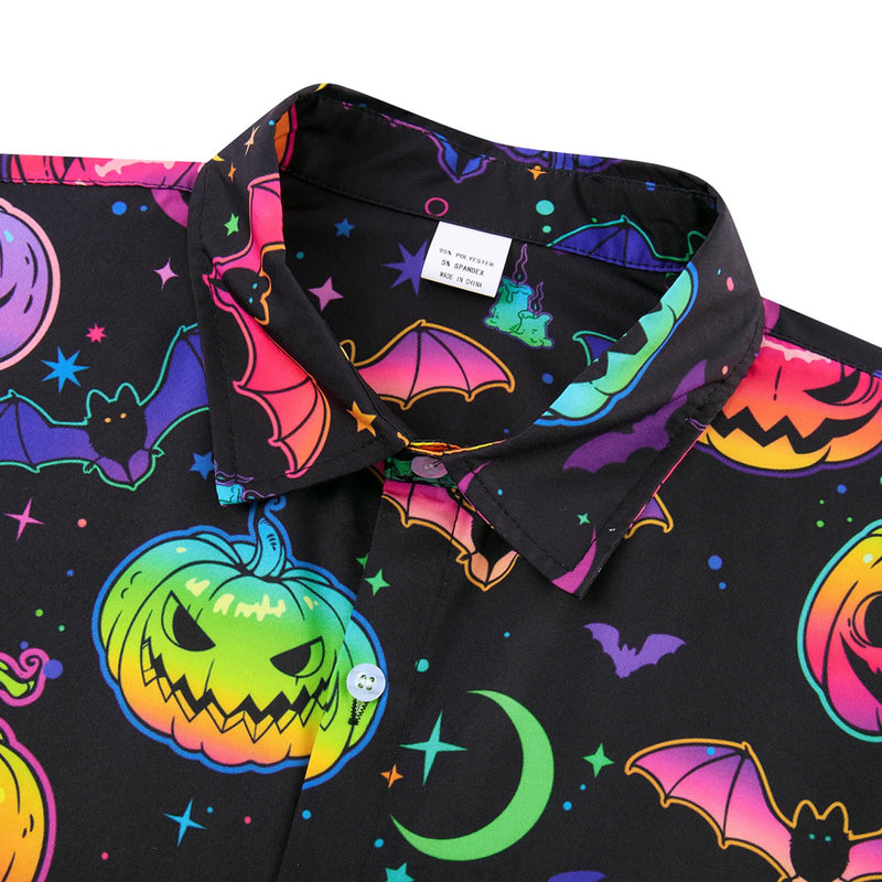 Colorful Bat Pumpkin Funny Hawaiian Shirt