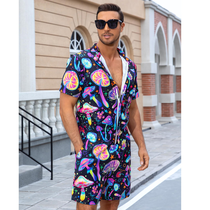 Neon Mushroom Funny Male Romper