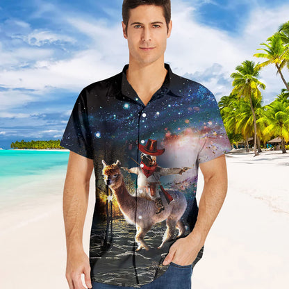 Luiaard Rijdende Lama Grappig Hawaiiaans Shirt