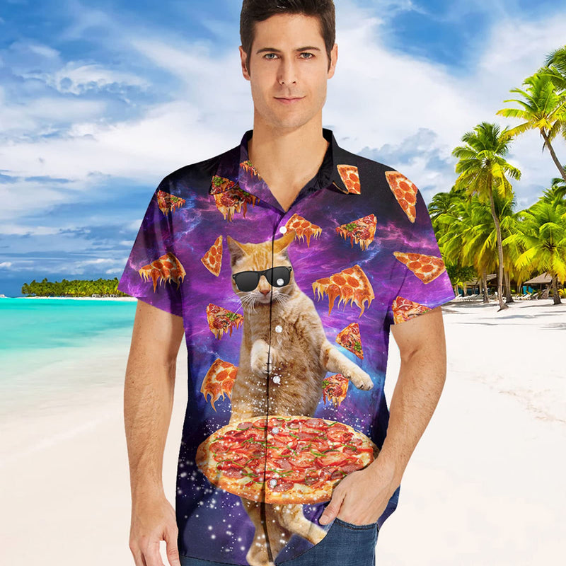 Nebular Pizza Cat Funny Hawaiian Shirt