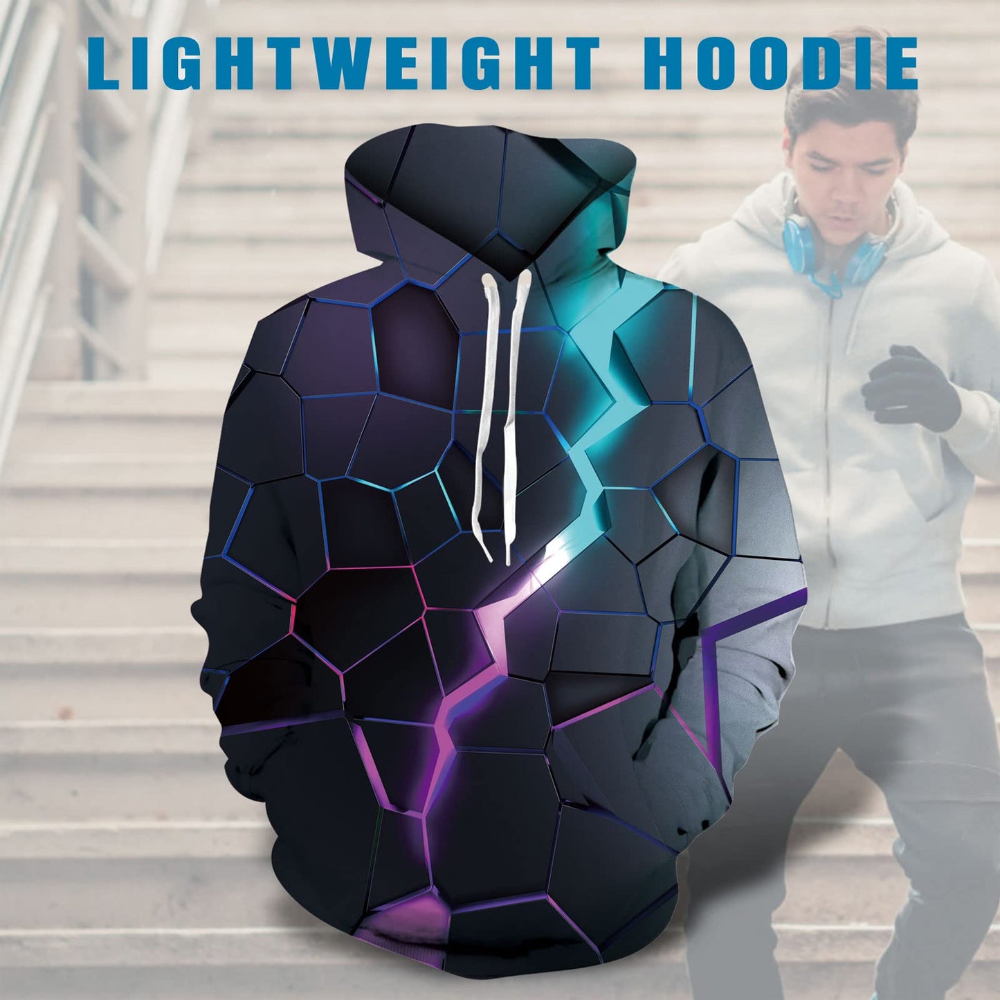 Blauwe en paarse kloof grappige hoodie
