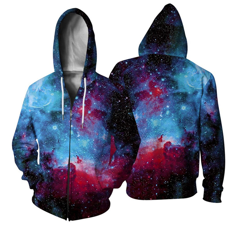 Red Galaxy Funny Zip Up Hoodie