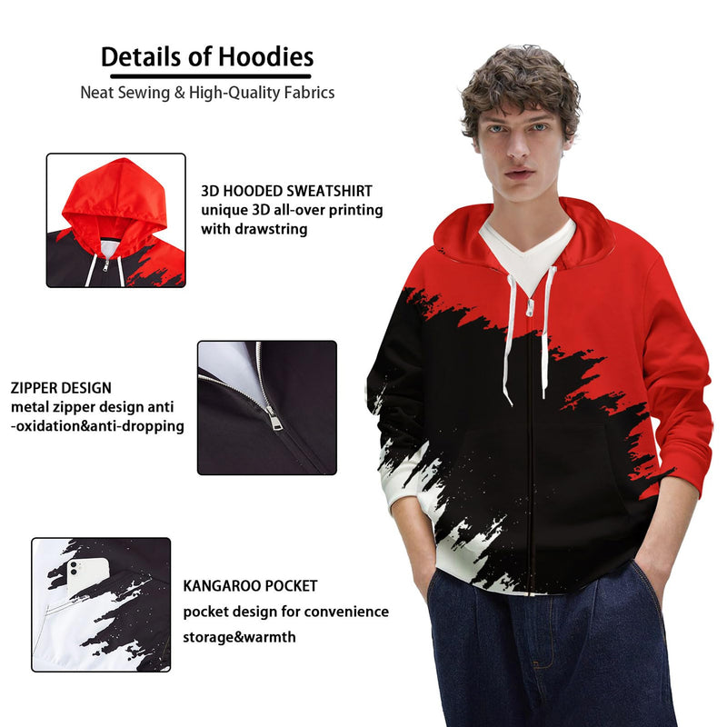 Red Black Funny Zip Up Hoodie