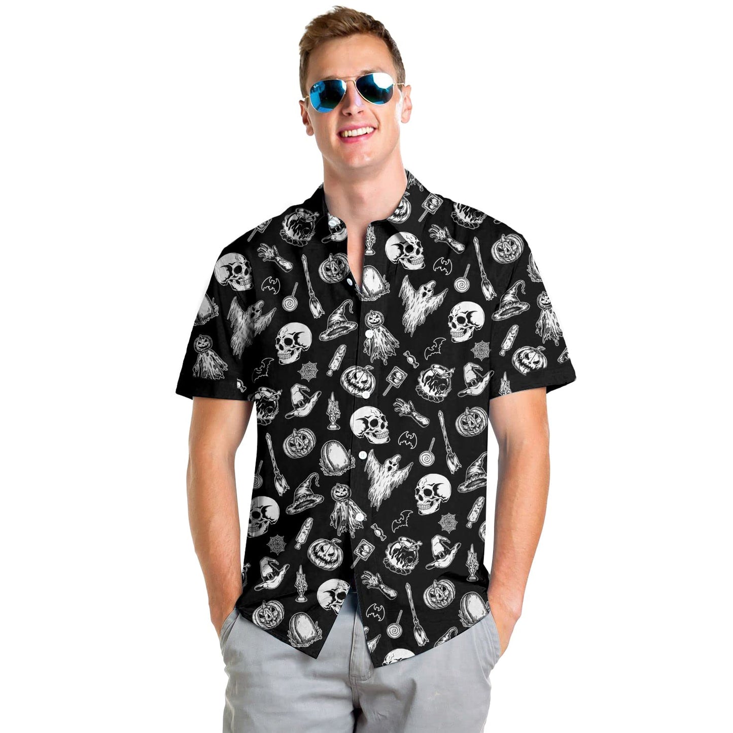 Halloween Spook Schedel Grappig Hawaiiaans Shirt