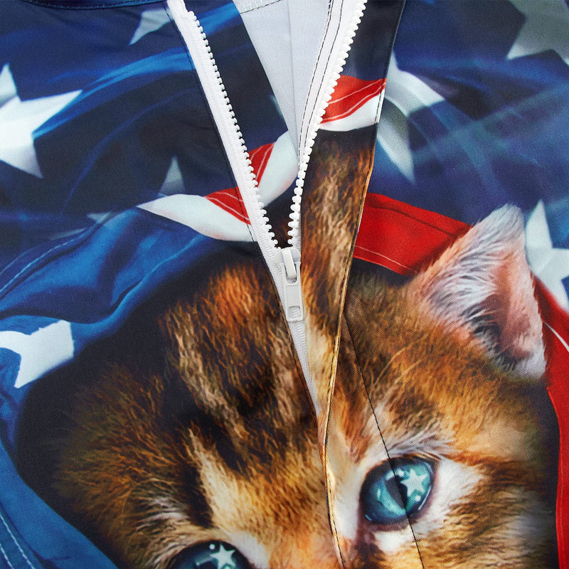 American Flag Cat Funny Men Romper