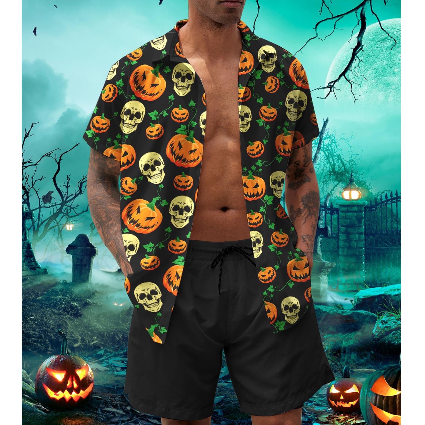 Kürbis Halloween Lustiges Hawaiihemd