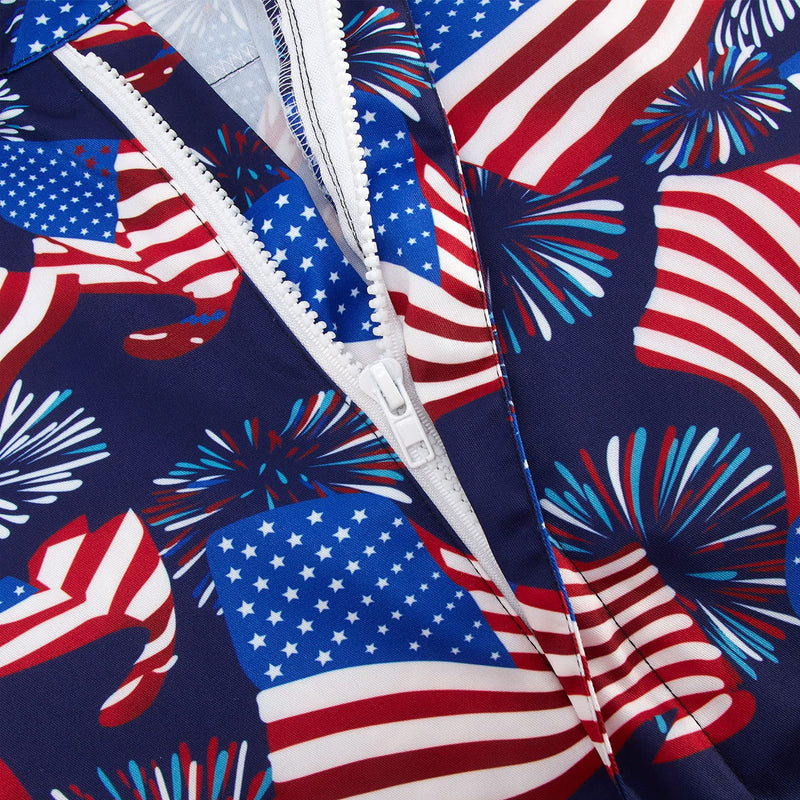 American Flag Blue Funny Men Romper