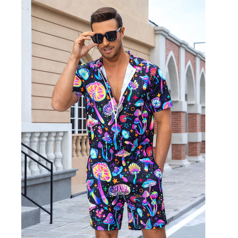 Neon Mushroom Funny Male Romper